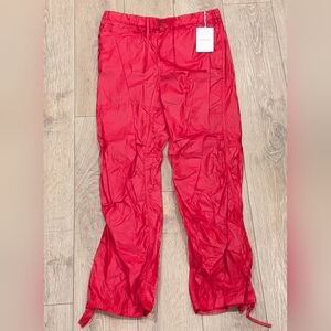 $1395 Mens Salvatore Ferragamo Nylon Cargo Pants Red 50 US 34